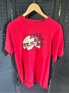 Red Graphic Men's T-Shirt - 'Fall Out Boy' Design